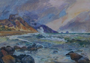 Original Seascape Oil Painting, Soviet Ukrainian Art, 1978 70-100