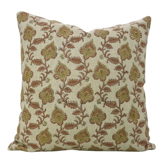 Fabdivine Indian Block Print Cushion Cover 26x26 Inch Thick Linen-Madhubala For Sale
