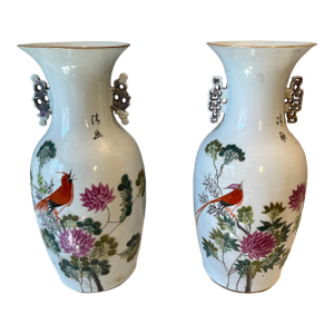 1920s Pair of Chinese Phoenix Tail Vases