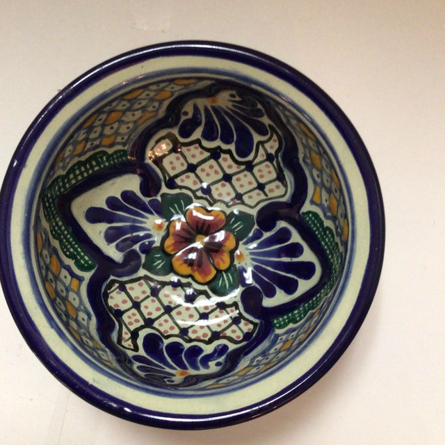 Vintage Hand Painted Mexican Majolica Talavera Salsa or Dip Bowls- a Pair For Sale In Sacramento - Image 6 of 13