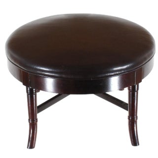 Pasargad N Y Leasant Street Black Leather Egg Ottoman For Sale