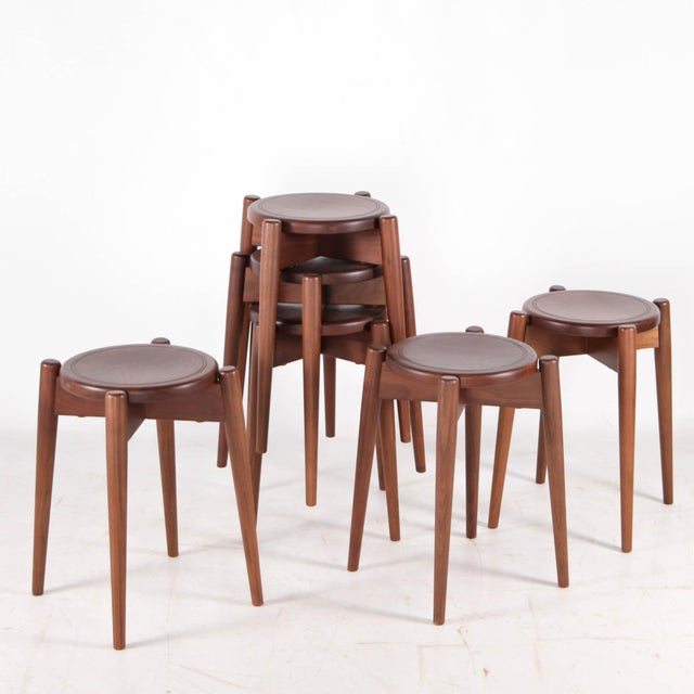 Vintage Japanese Stools, 1980s, Set of 6 For Sale - Image 14 of 16