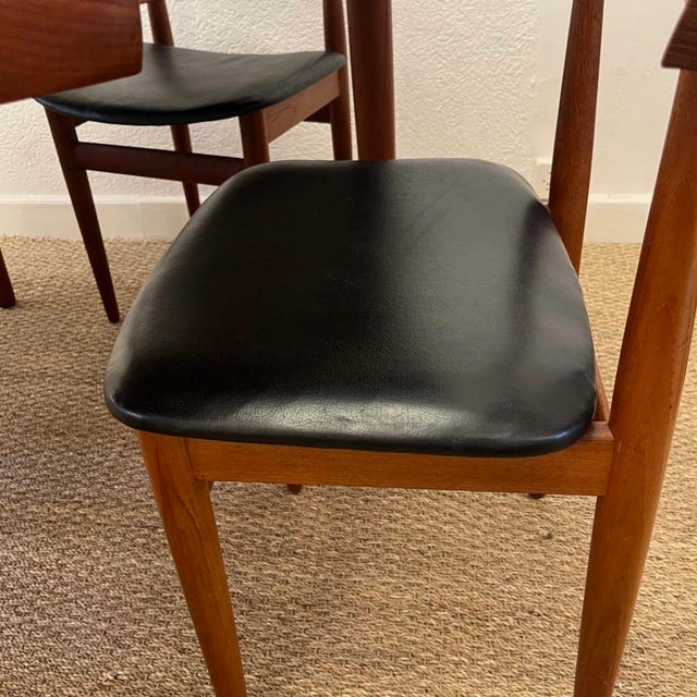 Vintage Roundette Dining Set in Teak and Black Leather by Hans Olsen for Frem Rojle, Denmark, 1950s, Set of 5 For Sale - Image 14 of 16