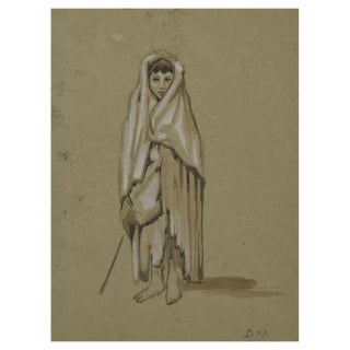 Augusto Monari, The Boy, Mixed Media Drawing, Early 20th Century For Sale