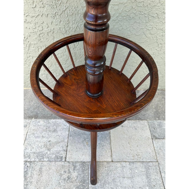 Vintage 20th Century Tri-Leg With Basket Wood Accent Table For Sale - Image 4 of 10
