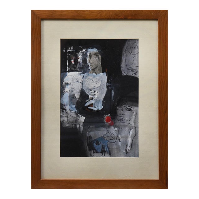 1990s Whispers of the Soul Abstract Mixed-Media Painting For Sale