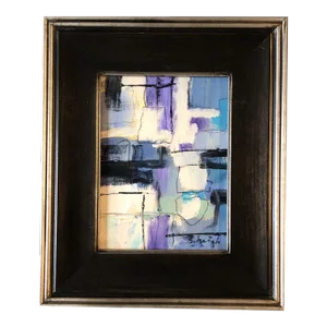 Contemporary Original Stephen Heigh Small Abstract Painting Framed & Signed “By the Sea”