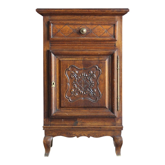 Antique French Louis XV Style Carved Oak Cabinet For Sale