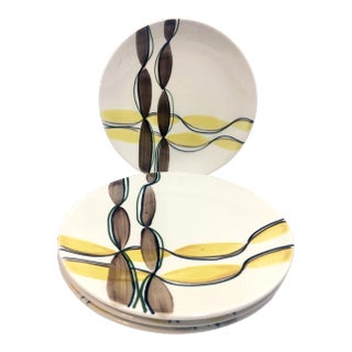 Blue Ridge China Modernist Ribbon Dinnerware - Dinner Plates - Set of 5 For Sale