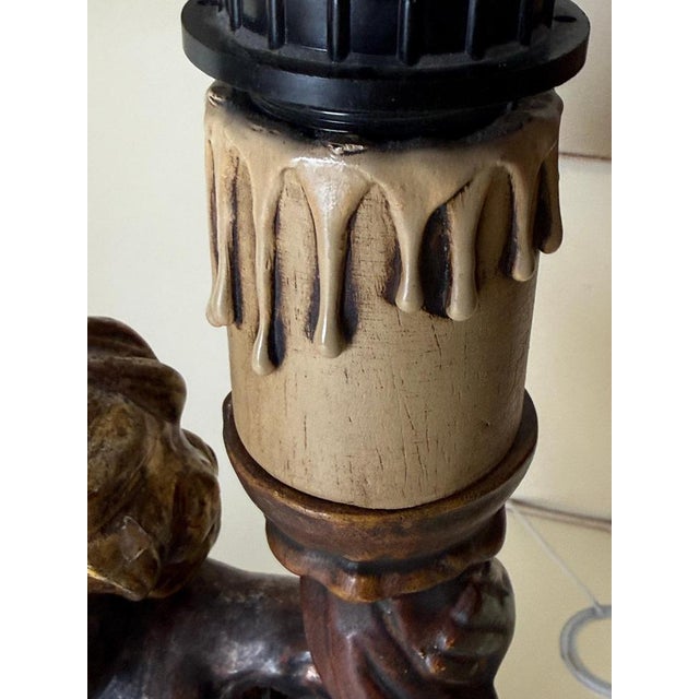 Italian Putti Table Lamps in Giltwood, 1970s, Set of 2 For Sale - Image 18 of 18