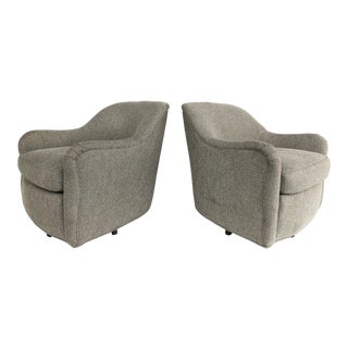 Newly Upholstered Mid-Century Swivel Club Chairs-Pair For Sale