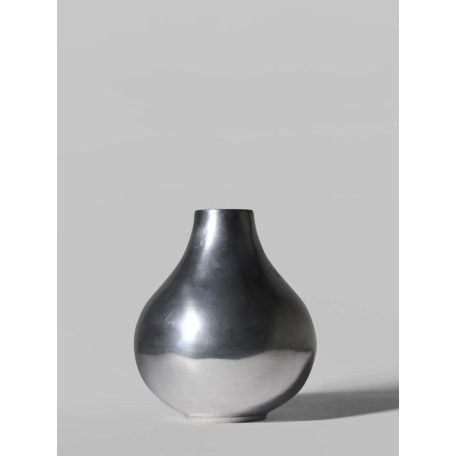 Polished Aluminum Bulbous Vase, 1980 For Sale - Image 6 of 6