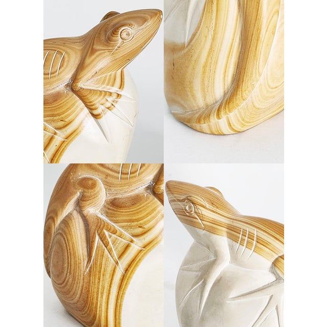 Beige Vintage Hand Carved Soap Stone Lizard Figurine/Bookend/Paperweight For Sale - Image 8 of 10
