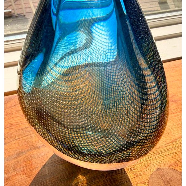 1950s Midcentury Vintage Glass Vase Sven Palmqvist Produced by Orrefors in Sweden Signed For Sale - Image 5 of 7
