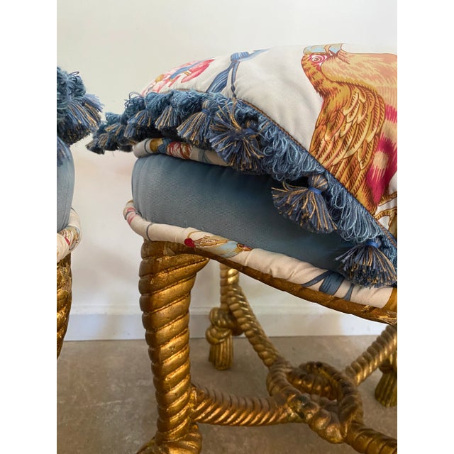 Italian Italian Carved Rope Form Ottoman Pair in the Manner of Fournier For Sale - Image 3 of 9