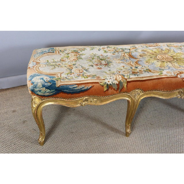 Large Louis XV Style Gilded Wooden Bench, 1980s For Sale - Image 10 of 12