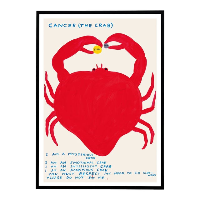 David Shrigley Cancer Signs of the Zodiac Lithograph Poster (The Crab), 2021 For Sale