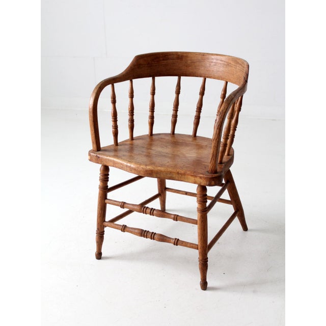 Early 20th Century Antique Rustic Captain's Chair For Sale - Image 5 of 9
