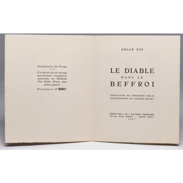 Rare fragmentary example of the 1927 Paris edition of Edgar Allan Poe’s Le Diable dans le Beffroi (The Devil in the...