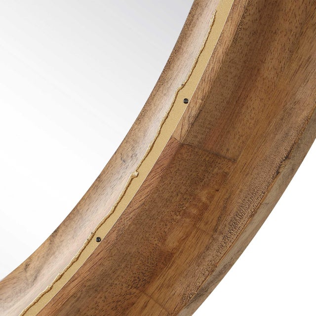 2020s Frontier Round Wood Mirror For Sale - Image 5 of 5