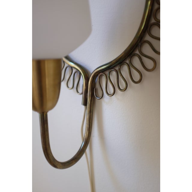 Mid-Century Modern 1950s Brass and Glass Wall Light For Sale - Image 3 of 8