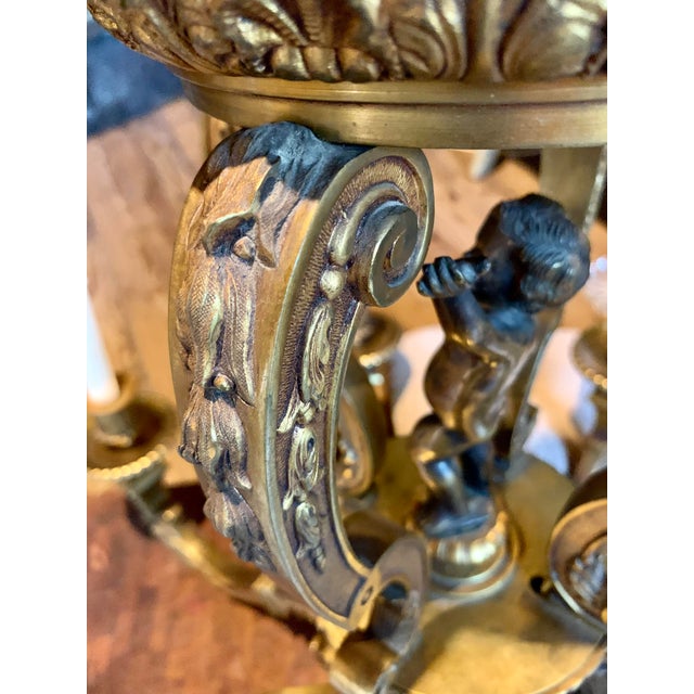Mid 20th Century French Régence / Baroque Style Bronze Chandelier For Sale - Image 5 of 17