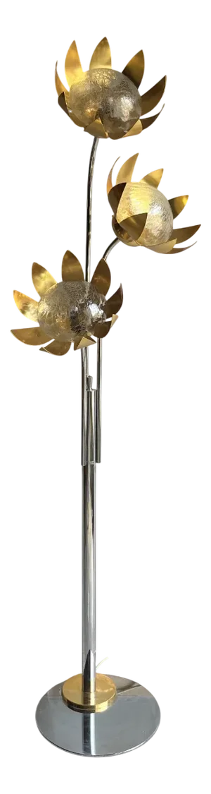 Floral Lamp in Brass and Metal, 1970