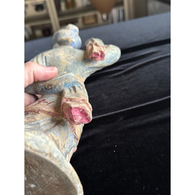 Printmaking Materials Expressive Carved Chinese Court Lady Figure, Polychrome Dancing Form, Early 20th Century For Sale - Image 7 of 8