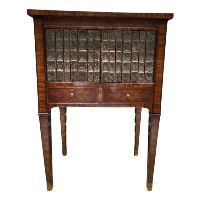 Antique French Louis XVI Style Marquetry Faux-Book Facade Cabinet With Pull-Out Sides, Late 19th Century For Sale