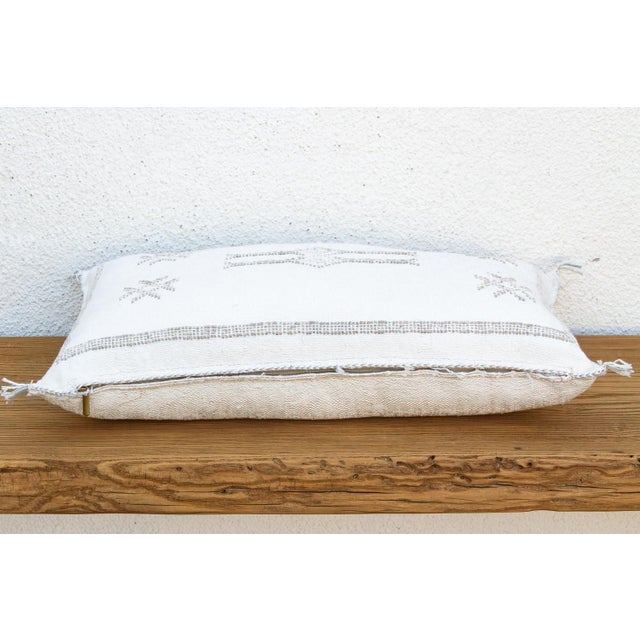 White Diamond Lumbar Moroccan Silk Pillow For Sale In Los Angeles - Image 6 of 8