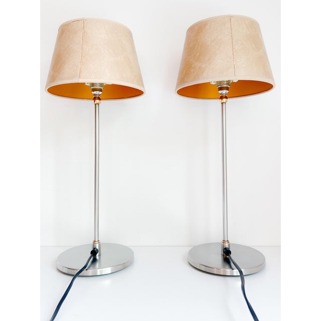 Mid-Century Dutch Tulip Table Lamps in Chrome and Brass, 1990s, Set of 2 For Sale - Image 6 of 11