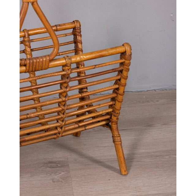 Vintage Bamboo Magazine Rack, Italy, 1960s For Sale - Image 6 of 8