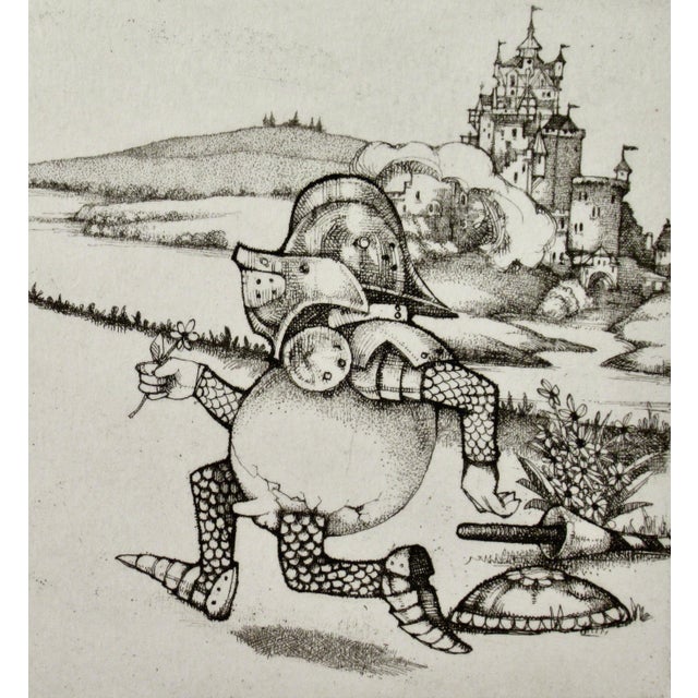 Gothic Charles Bragg Knight Running After A Girl C. 1980 Reproduction Print For Sale - Image 3 of 6