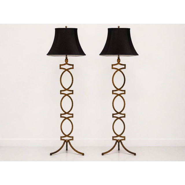 Pair of Niermann Weeks Montaigne Floor Lamps in Distressed Gold Leaf Description: Beautiful pair of Niermann Weeks...