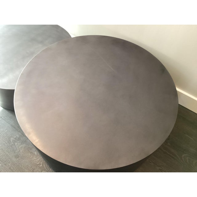 Steel Nesting Drum Coffee Tables, Gunmetal For Sale - Image 9 of 12