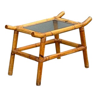 Vintage Pagoda Rattan Low Drinks Table For Sale