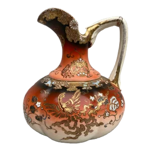 Antique Japanese Hand Painted Phoenix Pitcher