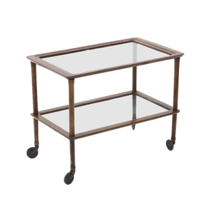 Wooden Cart with Glass Shelves, 1950s