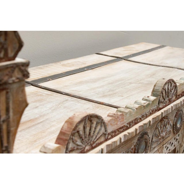 1950s Ornate Indian Damachiya Cabinet W/Mirror Work For Sale - Image 10 of 12