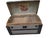 Antique Fitted Embossed Tin Dome Top Humpback Steamer Travel Trunk Chest For Sale - Image 10 of 18