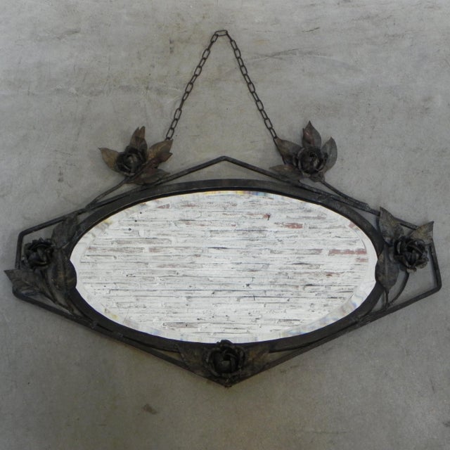 Black Art Deco Mirror with Steel Frame, 1930s For Sale - Image 8 of 16