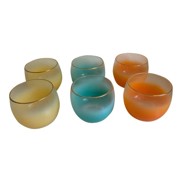 1950s Mid Century Blendo Roly-Poly Glasses Set of Six For Sale