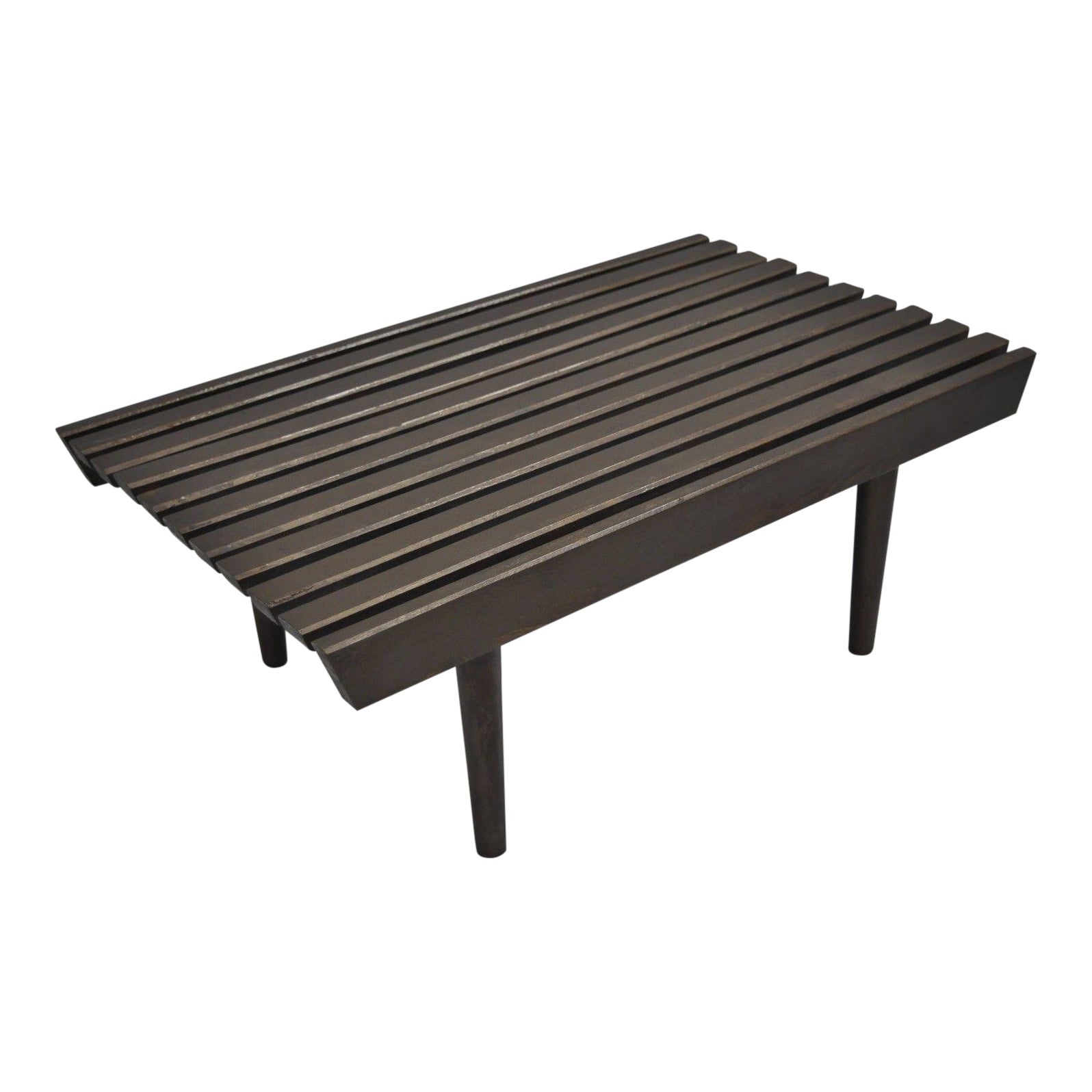 Vintage Mid Century Modern Solid Wood Slat Bench Chairish