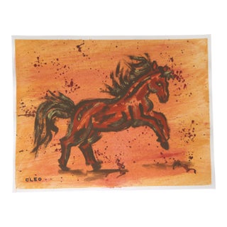 Horse Expressionist Abstract Landscape Minimalism Sienna Burnt Umber Brick Red Original Painting by Cleo Plowden For Sale