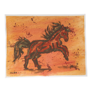 Horse Expressionist Abstract Landscape Minimalism Sienna Burnt Umber Brick Red Original Painting by Cleo Plowden