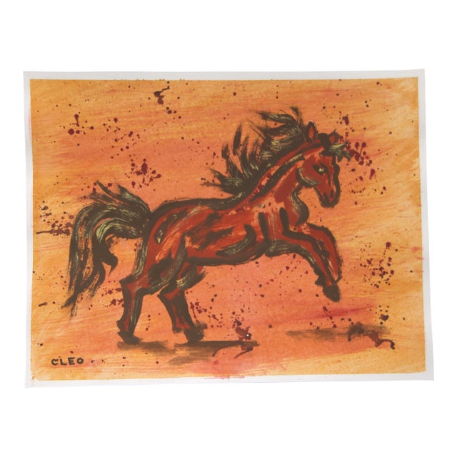 Horse Expressionist Abstract Landscape Minimalism Sienna Burnt Umber Brick Red Original Painting Cleo Plowden For Sale