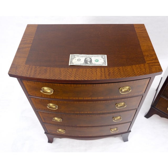 Wood Pair Banded Top 4 Drawers 31" High Small Chests End Tables Night Stands MINT For Sale - Image 7 of 16