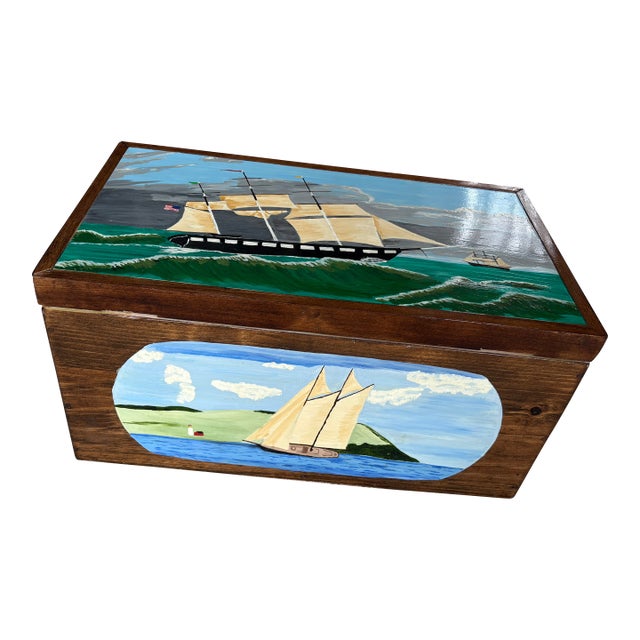 Hand Made, Hand Painted Sea Chest For Sale