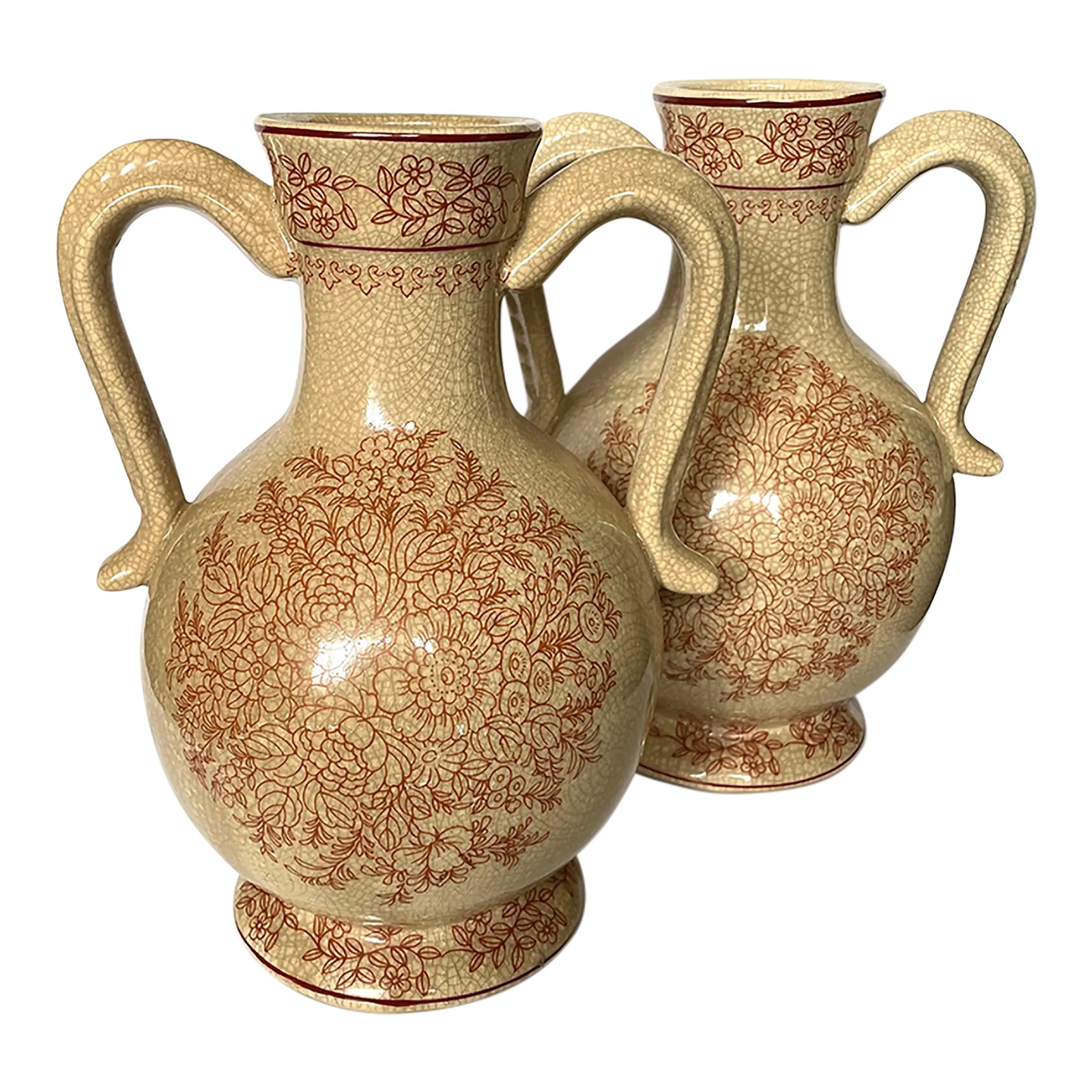 Pair of 1980s Ceramic Water Jug Shaped Vases | Chairish