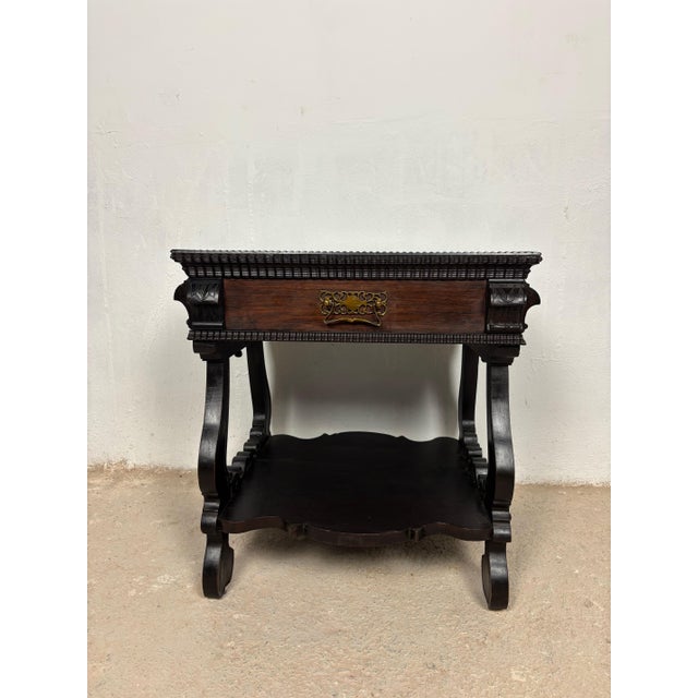 Portuguese Side Table with Drawer and Lower Shelf, 1930s For Sale - Image 16 of 16